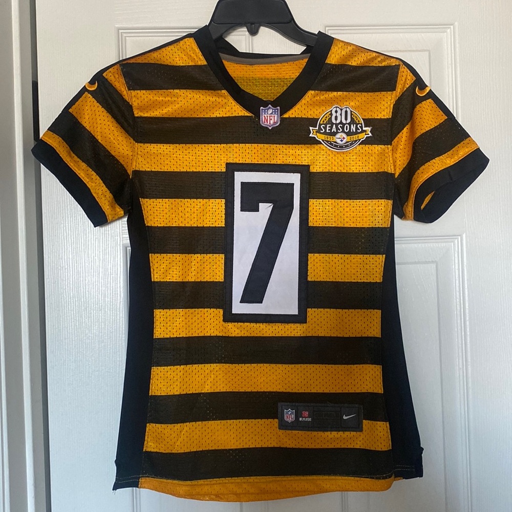 Nike On Field 80 Seasons Roethlisberger #7 Steelers Bumble Bee Jersey